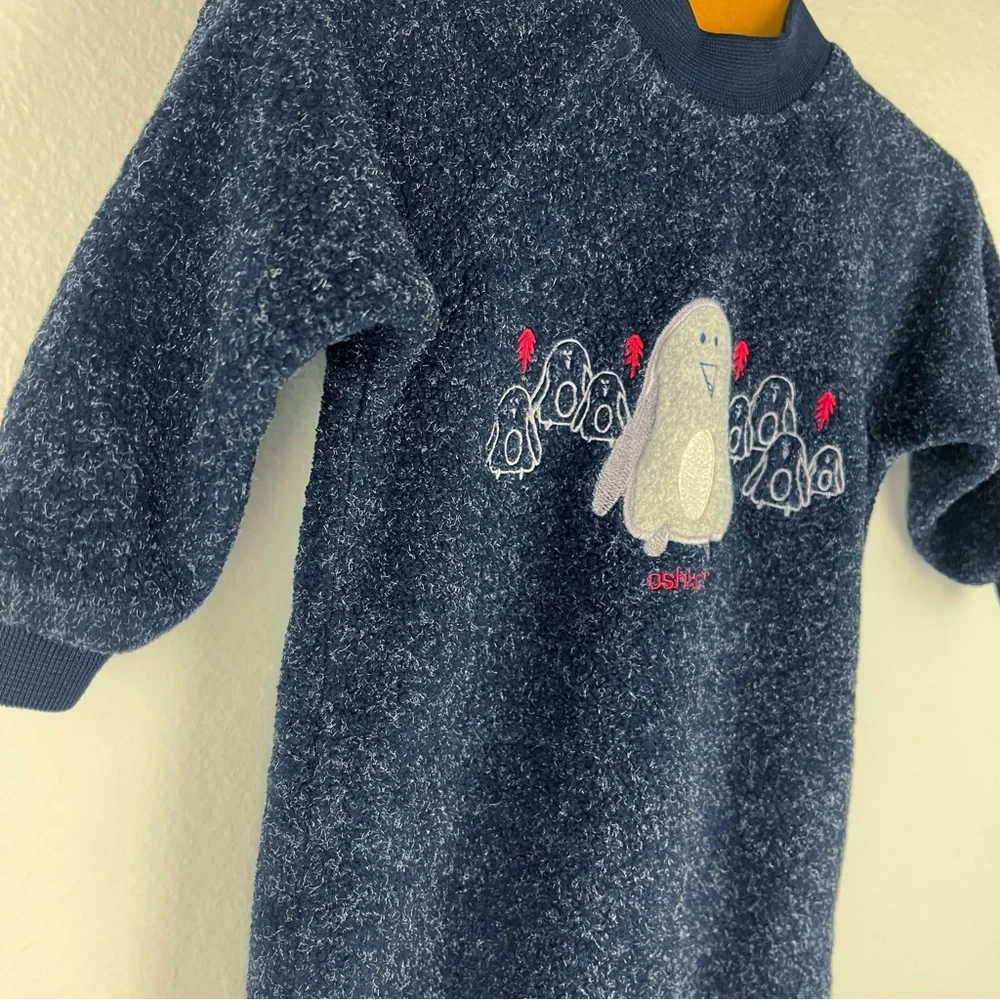 Vintage Oshkosh Mohair Blend One Piece Penguins Romper Size 12 Months